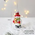 Christmas snowman glass ornament with red hat and green scarf for tree decoration - Snowman
