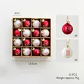 Set of 16 red and white Christmas glass balls with Merry and Joy printed text - Red White JOY MERRY
