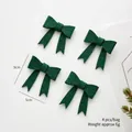 Set di quattro fiocchi natalizi in feltro verde scuro per albero, larghi 5 cm - Fiocco Verde