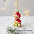 Christmas bear glass ornament with red hat and scarf, 8.4cm dual-use festive decoration - Bear