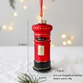 Christmas glass pillar box hanging ornament with red finish and golden glitter accents - Mail