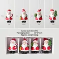 4er-Set Mini-Weihnachtsmann-Figuren aus Harz mit Zuckerstange und Geschenksack im Etui - Weihnachtsmann-Stil