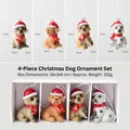 Mini-Weihnachtsfiguren Hunde aus Harz mit Weihnachtsmützen im 4er-Set inklusive Box - Hunde-Stil