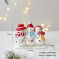 Three snowman glass ornaments with red hats and scarves, size 9.8cm by 7.2cm - Family of Three
