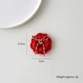 Décoration de fleur de Noël en feutre de laine rouge avec cloche dorée et broderie - Guirlande de fleurs / Rouge