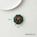 Décoration couronne de Noël en feutre avec nœud rouge et cloche, 5,5cm x 6cm - Guirlande de fleurs / Vert