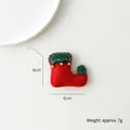Mini chaussette de Noël en feutre de laine rouge et vert avec clochette, 6cm - Chaussures de fée / Rouge