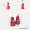 Campanella di Natale in metallo rosso con renne e corda, set da 2 pezzi in scatola - Alce