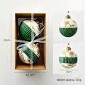 White and green Christmas glass ball set with gold floral relief in a gift box - White Green Gold Floral Pattern (Style C)