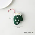 Gant de Noël en feutre de laine vert avec pois blancs et broderie d'étoile dorée - Gants / Vert