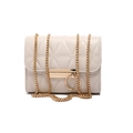 Chic quilted crossbody chain bag in creamy white finish with golden hardware accents - Off White