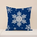 Navy blue Christmas pillow cover with white snowflake print on minimalist background - 45x45cm / Dark Blue White Snowflake (XP031-16)