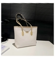 Grand sac cabas blanc avec anses kaki et motifs de petits ours embossés partout - Style de base / Kaki