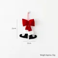 Christmas red bow with santa boot decoration, velvet fabric hanging ornament, 22x15cm - 22cm with Black Feet Style / Red