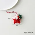 Étoile de Noël en feutre de laine rouge et blanche avec broderie faite à la main - Pentagramme / Rouge