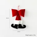 Christmas elf legs velvet bow decoration, 40cm height red plush holiday wall hanging - 40cm with Black Feet Style / Red
