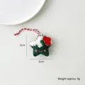 Étoile de Noël en feutre de laine vert fait main avec visage mignon et décor neige - Pentagramme / Vert