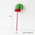 Decoración navideña de gorro de elfo con lentejuelas rojas y campanas verdes - Sombrero de elfo verde