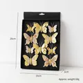 Set di 10 decorazioni a farfalla glitterate oro e argento per l'albero di Natale 28x19cm - 10 Pezzi/Scatola / Oro