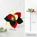 Velvet Christmas artificial flower ornament in red and gold with 25cm flower head - Lotus Velvet Style / Red Green Gold Spliced