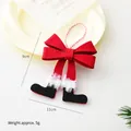 Christmas bow ornament with hanging red boots for festive holiday tree decoration - Bow-E (Red & Black Contrast Boots Style)