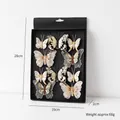 Set of 10 hollow glitter butterfly Christmas tree ornaments in diverse colors with pearls - 10 Pcs/Box / Champagne Gold