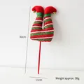 Christmas elf leg stakes in red and green stripes with bells for tree decoration - Red Green and White Elf Legs