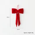 35cm Large red velvet Christmas bow ornament with hanging loop for festive decoration - 20cm / Red