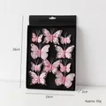 Pink glitter butterfly Christmas tree ornaments 10-piece set in black 28x19cm display box - 10 Pcs/Box / Pink