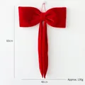 Large 60x40cm red velvet Christmas bow decoration with hanging rope for holiday decor - 40CM / Red