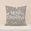 Grey Christmas pillow cover with white Merry Christmas reindeer and snowflake prints - 45x45cm / Gray Base White Greetings (XP031-6)