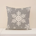 Gray Christmas pillowcase with white snowflake print for holiday home decor - 45x45cm / Gray Base White Snowflake (XP031-7)