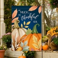 Bandiera da giardino verticale con zucca e foglie di acero per decoro autunno - 30x45cm / Due Zucche Realistiche (FGF066)
