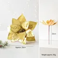 Fleur de Noël dorée en velours pour sapin, décoration artificielle de 25cm avec paillettes - Style Velours Doré / Or
