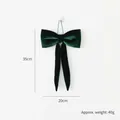 Dark green velvet Christmas bow decoration with hanging rope 35cm x 20cm size - 20cm / Dark Green