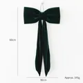 Large dark green velvet Christmas bow decoration with long tails, 60x30cm size - 30cm / Dark Green