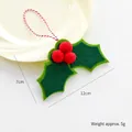 Christmas holly felt ornament with green leaves, red berries and hanging cord, 12x7cm size - Holly Leaf (Green Two Leaves)