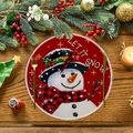 Mantel individual redondo rojo de Navidad con muñeco de nieve y texto Let It Snow - Muñeco de Nieve y LET IT SNOW (XRP003)