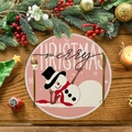 Pink Christmas placemat with a cute snowman illustration and merry CHRISTMAS lettering - Pink Merry Christmas Snowman Style (XRP009)