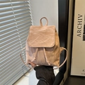 Mini mochila rosa de estilo universitario con textura plisada y cordón - Rosa