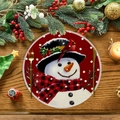 Sottopiatto natalizio rotondo con pupazzo di neve, uccellino rosso e decori festivi - Pupazzo di Neve e Uccellino sul Cappello (XRP011)