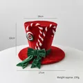 Cappello da pupazzo di neve in velluto rosso con bastoncino di zucchero e fiocco - Cappello di Bastone Medio