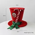 Cappello a cilindro in velluto rosso con bastoncini di zucchero per albero di Natale - Cappello di Bastone Grande