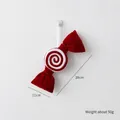 Ornamento a forma di canna di zucchero rossa e bianca con texture vellutata natalizia - Caramella di Velluto 28cm