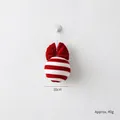 Addobbo natalizio a bastoncino in peluche a righe bianche e rosse, 10cm, peso 40g - Palla in Velluto con Fiocco 10cm