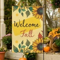 Bandiera da giardino con girasole autunnale e supporto in metallo Welcome Fall - 30x45cm / Girasole e Welcome Fall (FGF084)
