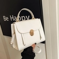 Weiße Vintage-Handtasche für Damen mit goldenem Druckknopf und Reißverschluss-Details - Weiß