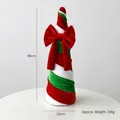 Decorazione a cappello di pupazzo di neve in velluto rosso e verde con fiocco - Albero a Cono in Velluto 46cm