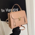 Elegante beige Damenhandtasche aus PU-Leder mit goldenem Schloss und Schultergurt - Khaki