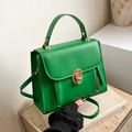 Sac à main vintage en cuir PU vert vif avec fermoir doré et bandoulière réglable - Vert